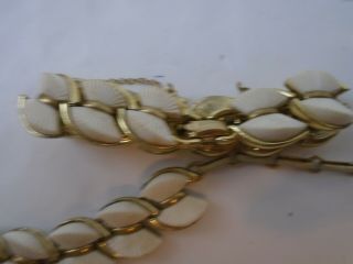 Vintage Signed Coro White Lucite Thermoset ? Necklace Bracelet and Earrings Set 2