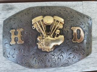 Vintage Harley Davidson Belt Buckle 14k Sterling (rare)