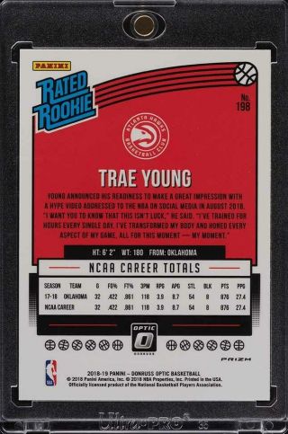 2018 Donruss Optic Shock Trae Young ROOKIE RC 198, 2