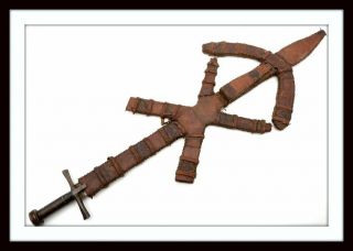 Antique Rare Islamic Arabic Sudanese " Kaskara " Sword With 5 Dagger Compartments.
