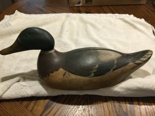 Vintage Mason Premier Drake Mallard Duck Decoy Hollow Hunter Restored Paint