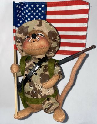 Vintage 1991 Annalee Doll Camo Soldier Mouse Desert Storm 9931