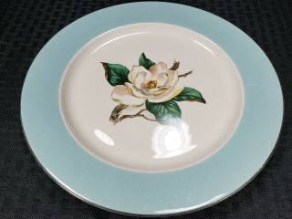 Vtg MidCentury Homer Laughlin Lifetime China Turquoise Magnolia Dinner Plates 2 3
