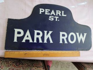 1917 Park Row & Pearl St Lower Manhattan Nyc York City Porcelain Street Sign