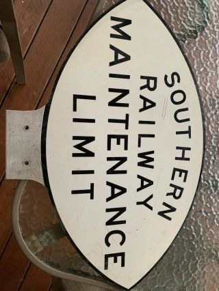 Authentic Southern Railway Maintenance Limit Metal Track Sign Football Shape