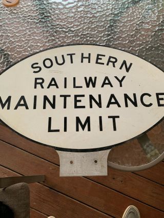 Authentic SOUTHERN RAILWAY Maintenance Limit Metal Track Sign Football Shape 2