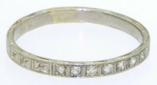 Antique 18k White Gold Elegant.  07ctw Vs1/g Diamond Carved Band Ring Size 6.  5