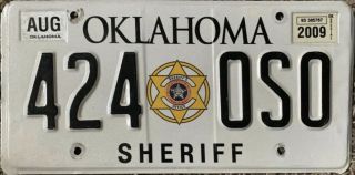 2009 Oklahoma Sheriff/police License Plate Insanely Rare