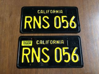 1963 California Black License Plates,  Clear,  Restored With 1966 Sticker