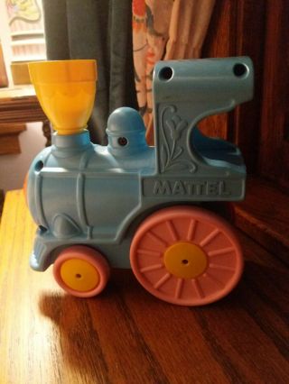 Vintage Mattel Train Crib Rail Runner Musical Infant Toy 1979 Blue & Pink Usa