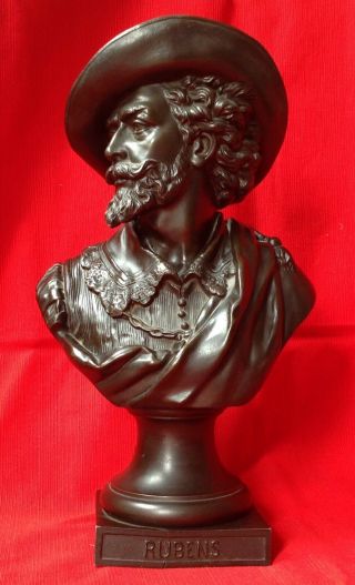 C1880 French Bronzed Spelter Bust Artist Rubens Signed Guillemin H 13 " X W 3.  5 "