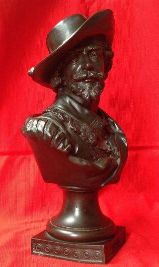 C1880 French Bronzed Spelter Bust Artist Rubens Signed Guillemin H 13 