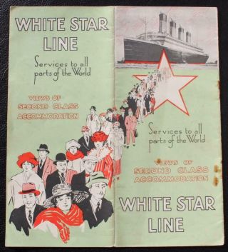 White Star Line Rms Olympic & Fleet Unusal 2nd Class Brochure C - 1920 