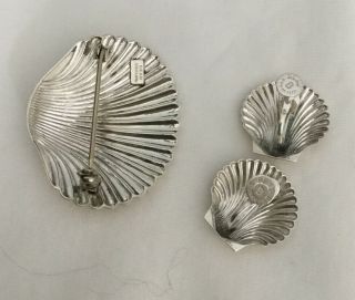 Vintage Beau Sterling Silver Pin Brooch,  Screw Back Earrings Clam Shell 3
