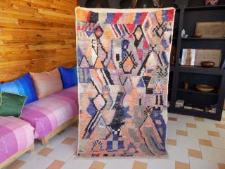 Boujad Vintage Moroccan Azilal Rug Berber Carpets Handmade Wool Rug Area Wool