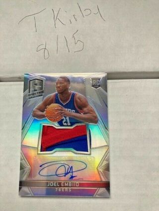 Joel Embiid 2014 - 15 Panini Spectra Rookie Patch Auto Rpa 76ers