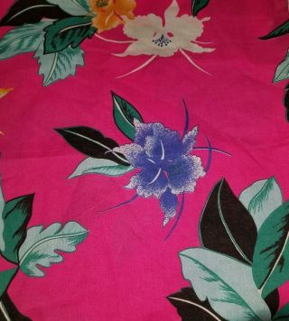 Vintage Pink Tropical Floral Print Fabric one piece 44 