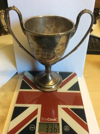 Edwardian Sterling Silver Twin Handled Pedestal Trophy Cup 336g Scrap / Keep