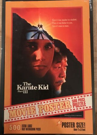 Vintage 1989 Milton Bradley The Karate Kid Part 3 Movie Poster Puzzle 500 Piece