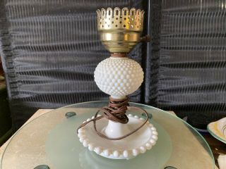 Vintage Milk Glass Hobnail Table Lamp Mid Century Retro