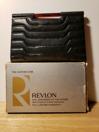 Vintage Revlon 6 Piece Nail Grooming Kit.  The Custom Case.  Complete.