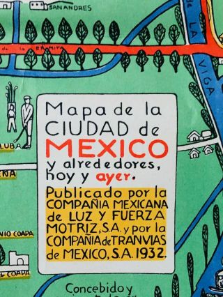 - Mexico City 1932 Pictorial Map Transit And Power System - Emily Edwards