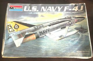 Vintage 1985 Monogram Us Navy F - 4j 1:72 Scale Plastic Model Kit 5440
