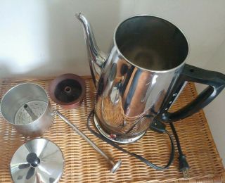 Vintage Ge General Electric Immersible Chrome 10 Cup Percolator Coffee Pot