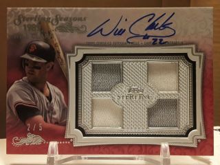 Will Clark 2020 Topps Sterling Seasons Auto 2/5 Quad Patch Red Giants Hof