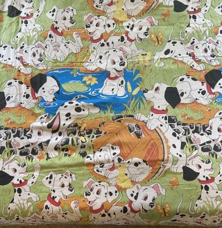 Vintage 101 Dalmatians Twin Flat Sheet Craft Fabric Puppies Disney 90’s Spots