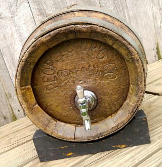 Antique Vintage Oak Pre Prohibition Peoples Brewing Co.  Oshkosh WI Beer Barrel 2
