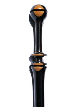 Exquisite Antique 19th Century Turned Lignum Vitae Walking Stick Cane,  34 "