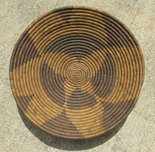 Antique Apache Basket Tray 19thc Hand Woven Coiled 13 In X 3 In 6967 Butterfly