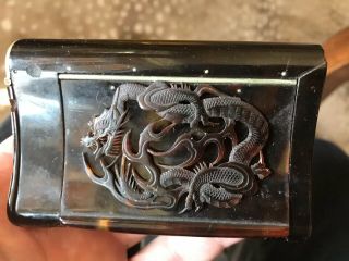 Antique Carved Chinese Cigarette Case Dragon Design Asian Art