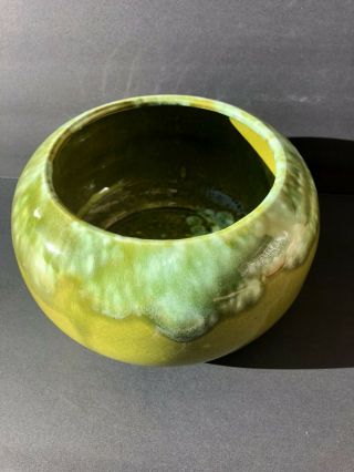 Large (8.  5 " X 5 ") Vintage Miali Art Pottery Bowl Jardiniere Green Drip Glaze