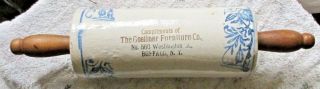 Antique Stoneware Rolling Pin The Goellner Furniture Co Buffalo N.  Y.