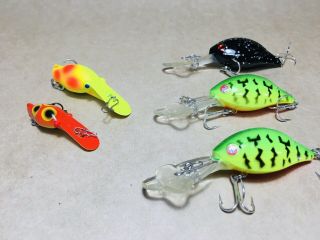 5 X Vintage Lures Luhr Jensen Hot Lips & Hot Shot 1970s - 80s,  Made In Usa