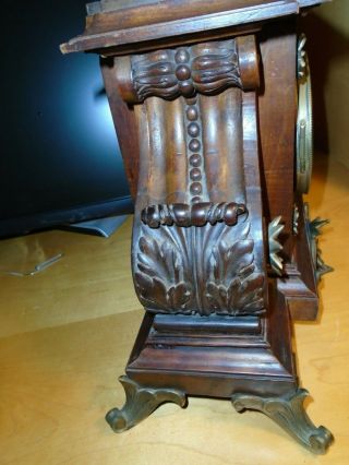 Antique - Carved Walnut - Black Forest Mantle Clock - Ca.  1890 - Vincenti - To Restore E10 3