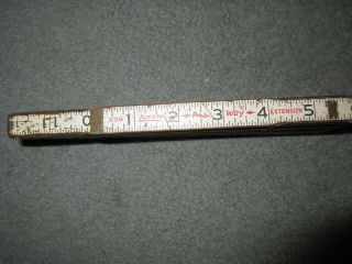 Vintage Wooden Folding Ruler 72 Inch Lufkin Red End X36,  Brass