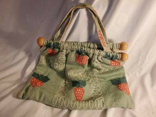 Vintage Knitting Bag,  Adorable Strawberry Design,  Color,