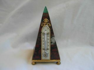 Antique French Gilt Bronze Marble Thermometer,  Late 19th Century.