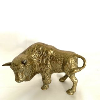 Vintage Brass Bull Ox Cow Figurine Animal Home Decor 5.  25x3.  5”