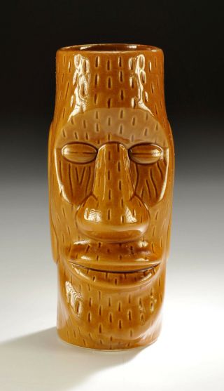 Vintage Tiki Mug Easter Island Totem | Bar | Glass Mug | Vase | 6.  75 " Tall