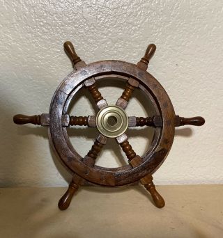 13 " Vintage Antique Style Wood Nautical Ships Helm Steering Wheel