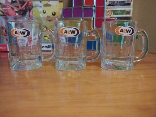 3 A&w Root Beer Mini Mug Shot Glass 3.  25 " - Vintage Mugs Glasses