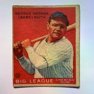 1933 Goudey Big League Chewing Gum 149 - Babe Ruth - York Yankees - Red