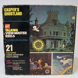 Vtg Caspers Ghostland Talking View Master Reel Set Gaf Avb545 Haunted House Art