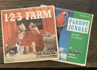Vintage Farm / Parrot Jungle Miami Florida View Master Picture Slides / Toy