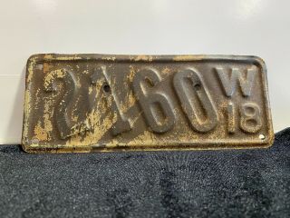 Rare Antique Vintage 1919 Wisconsin Motorcycle License Plate Tag Harley Indian