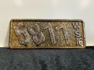 Rare Antique Vintage 1916 Wisconsin Motorcycle License Plate Tag Harley Indian